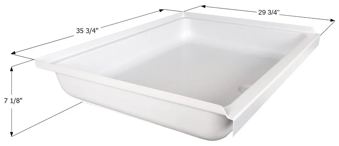 15460 – ICON Shower Pan, Rectangular 35-3/4 Inch Length x 29-3/4 Inch Width x 7-1/8 Inch Height Without Threshold Cen...